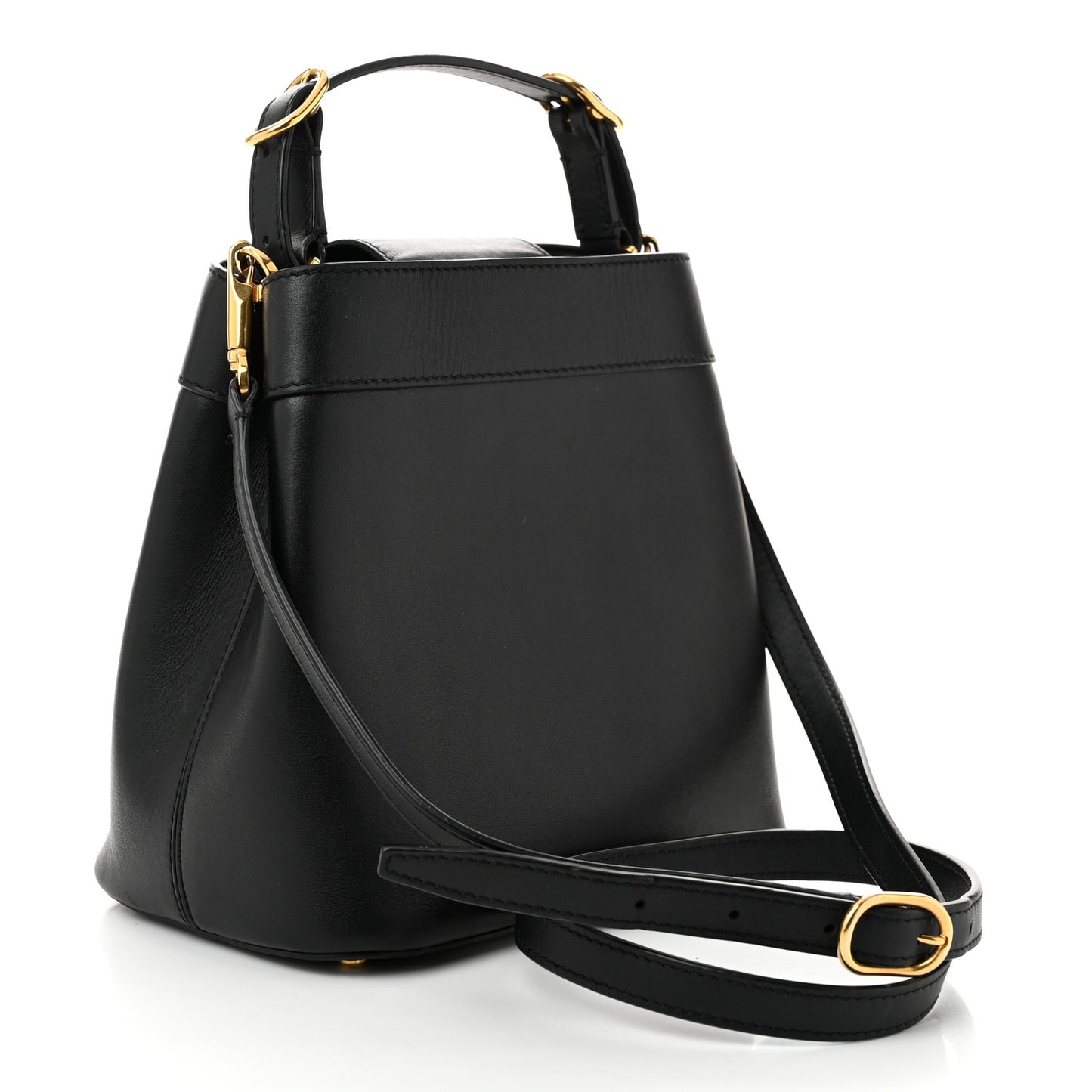 Smooth Calfskin Supervee Top Handle Bag Black