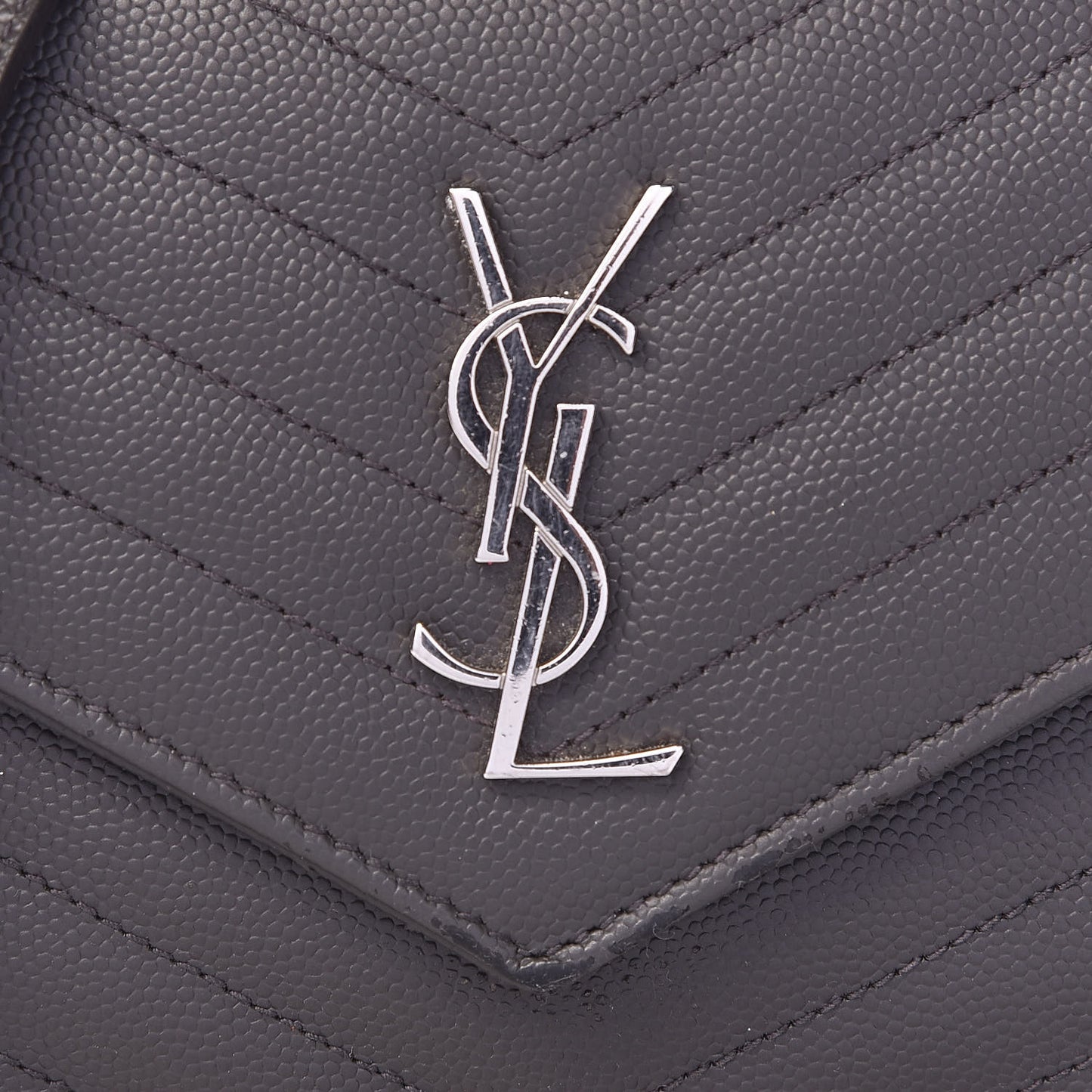 Grain De Poudre Matelasse Chevron Monogram Envelope Chain Wallet Coal
