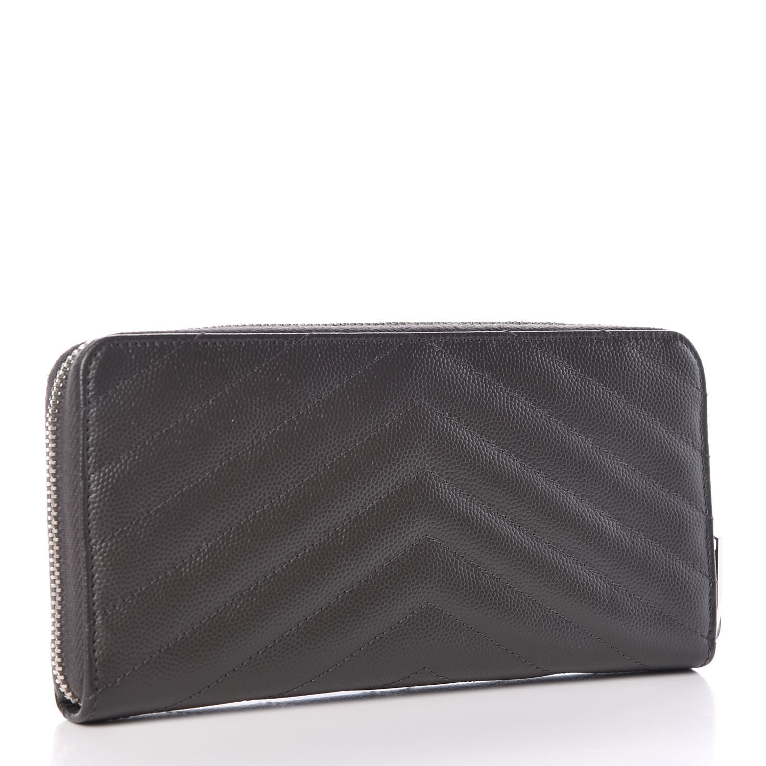 Saint Laurent Grain De Poudre Matelasse Chevron Monogram Zip Around Wallet Earth 3 of 9