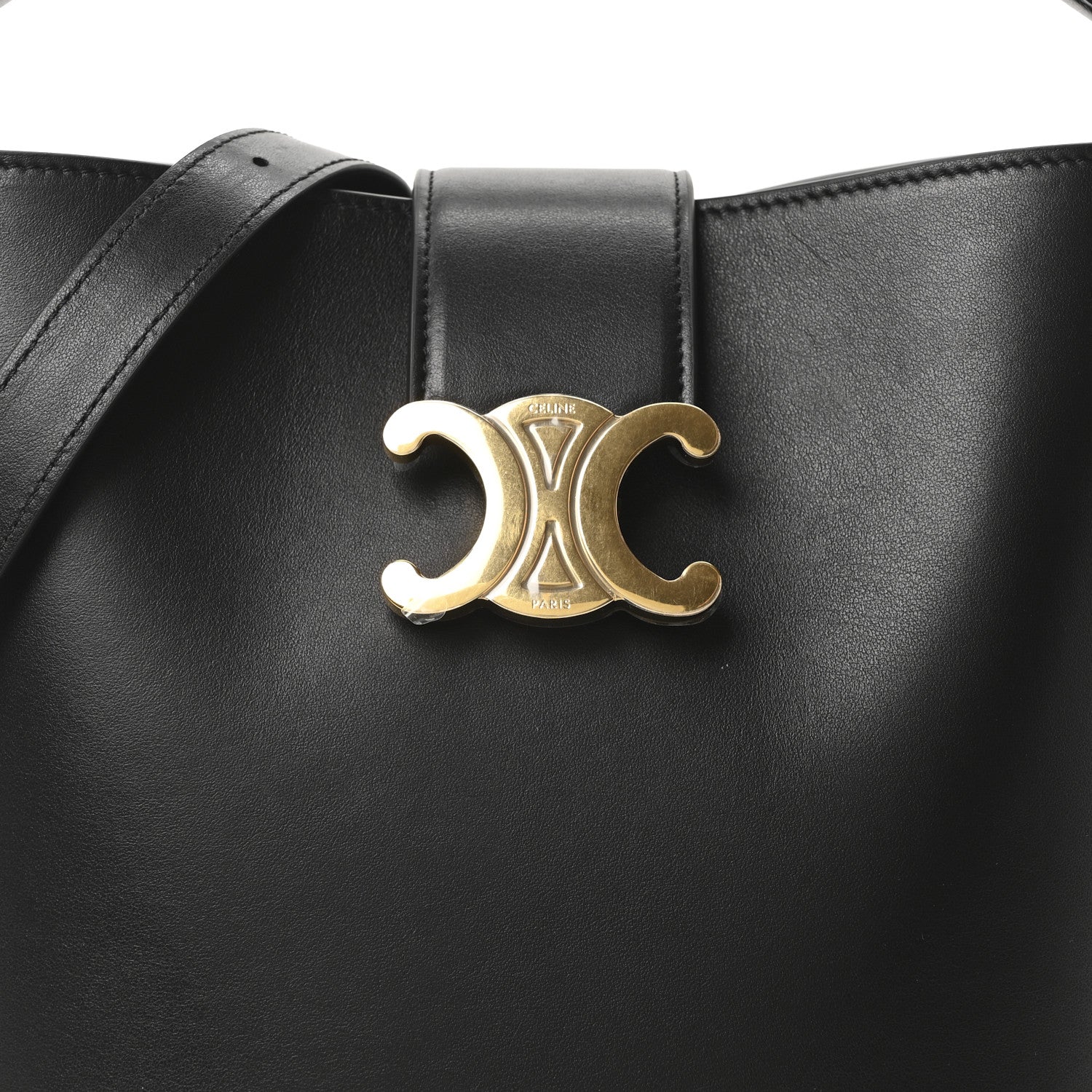 Celine Smooth Calfskin Triomphe Medium Louise Bag Black 1800610