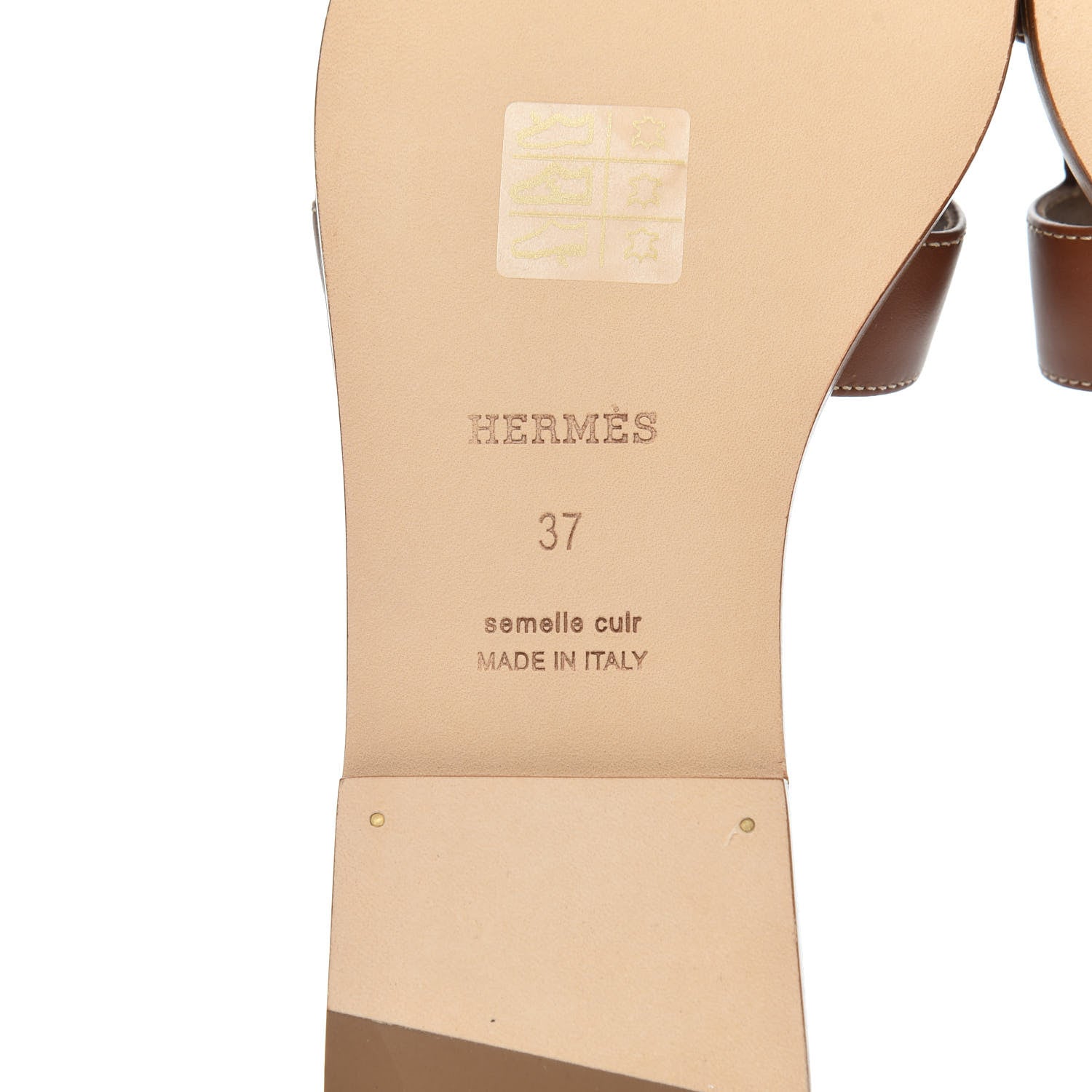 Hermes Box Calfskin Oran Sandals 37 Gold 6 of 10