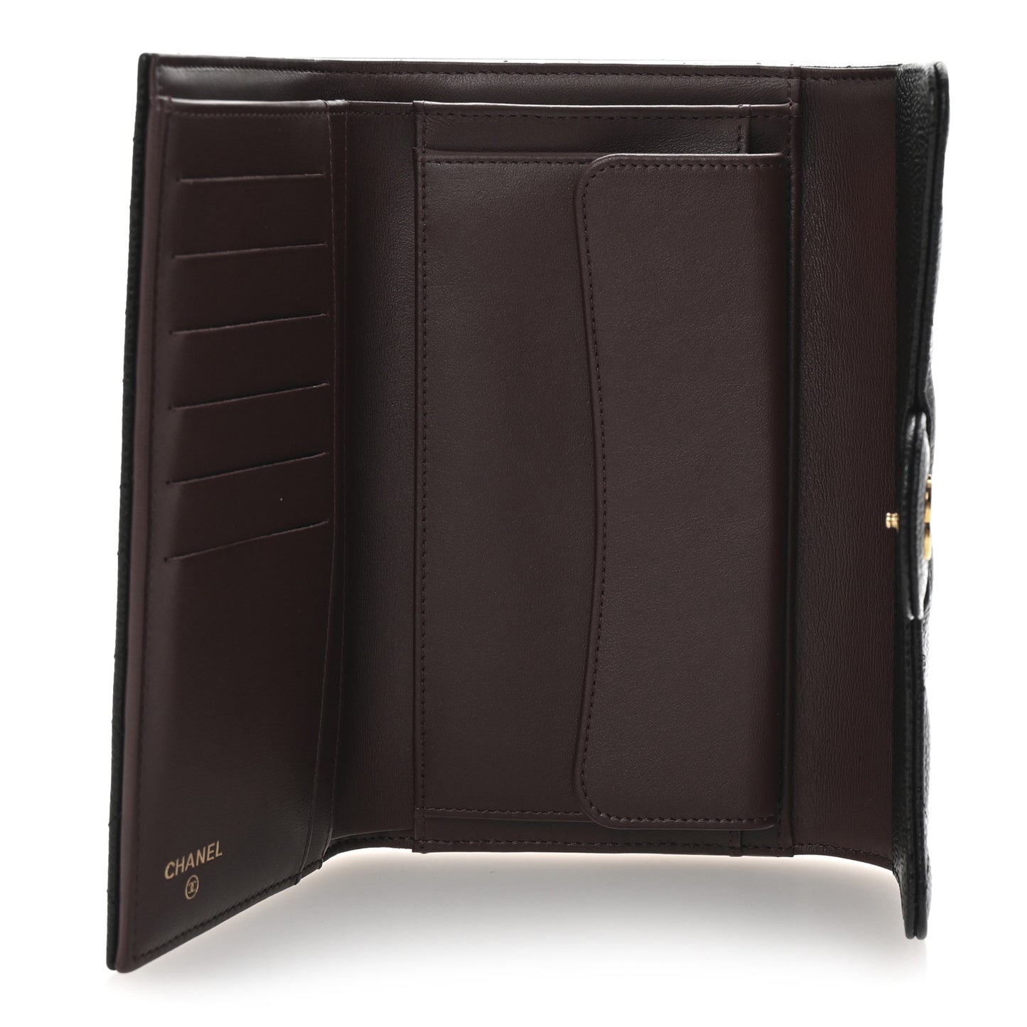 Caviar Quilted Large Flap Wallet Black