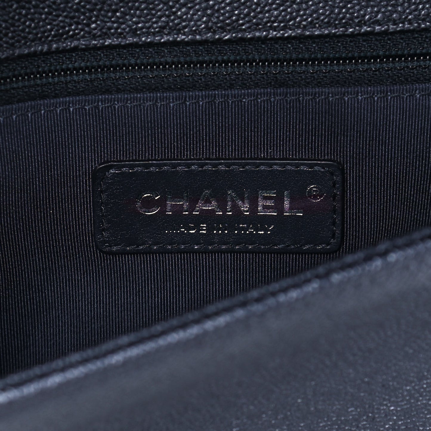 Caviar Chevron Quilted New Medium Boy Flap Dark Navy Blue