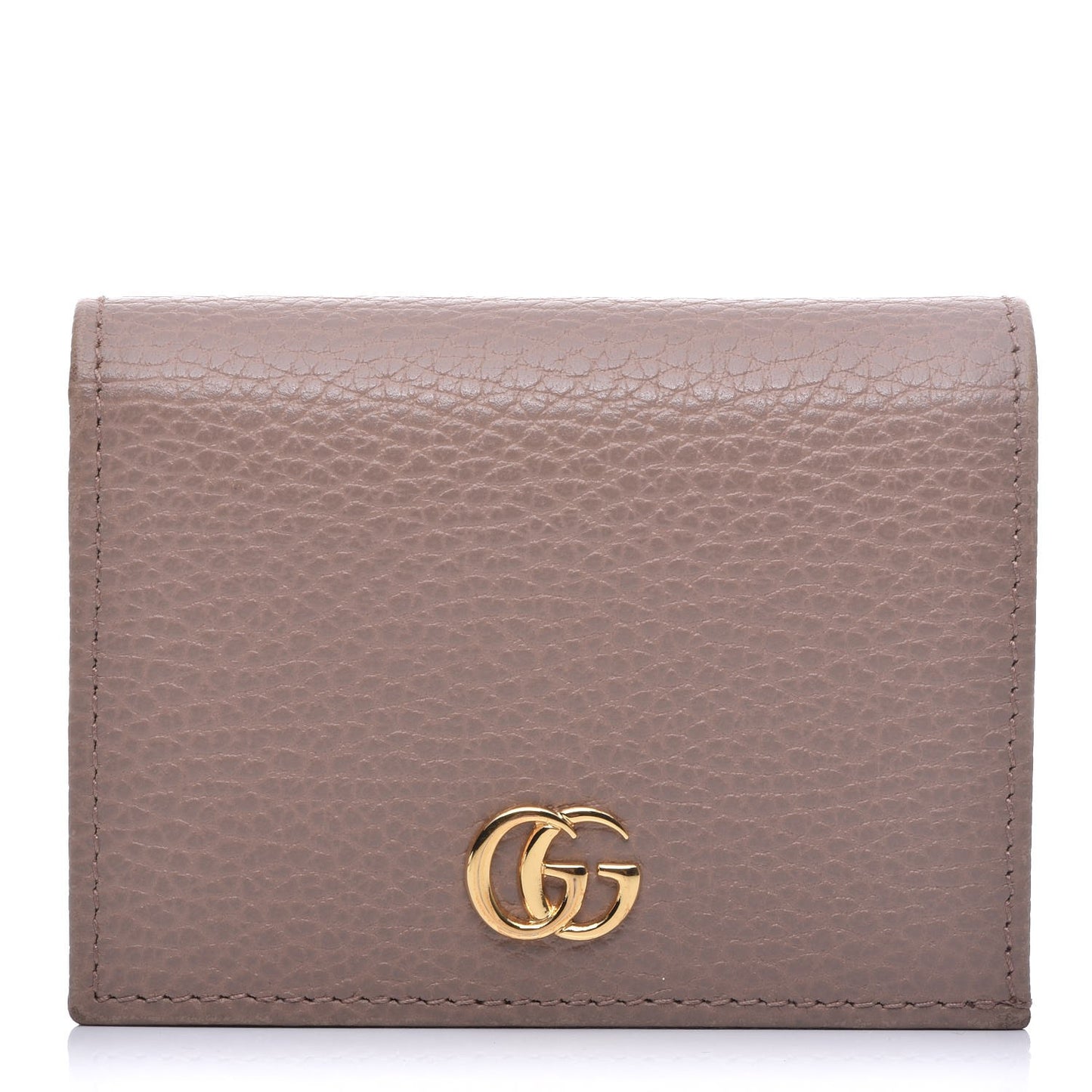 Pebbled Calfskin GG Marmont Card Case Porcelain Rose