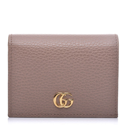 Gucci Pebbled Calfskin GG Marmont Card Case Porcelain Rose 1 of 10