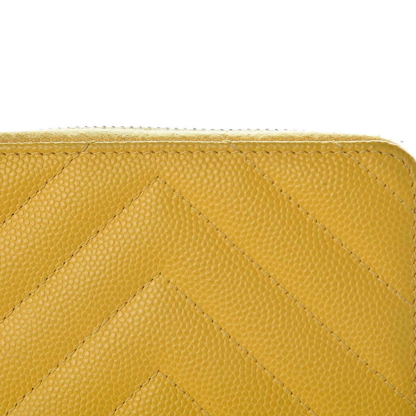 Caviar Chevron Quilted Zip Coin Purse Yellow