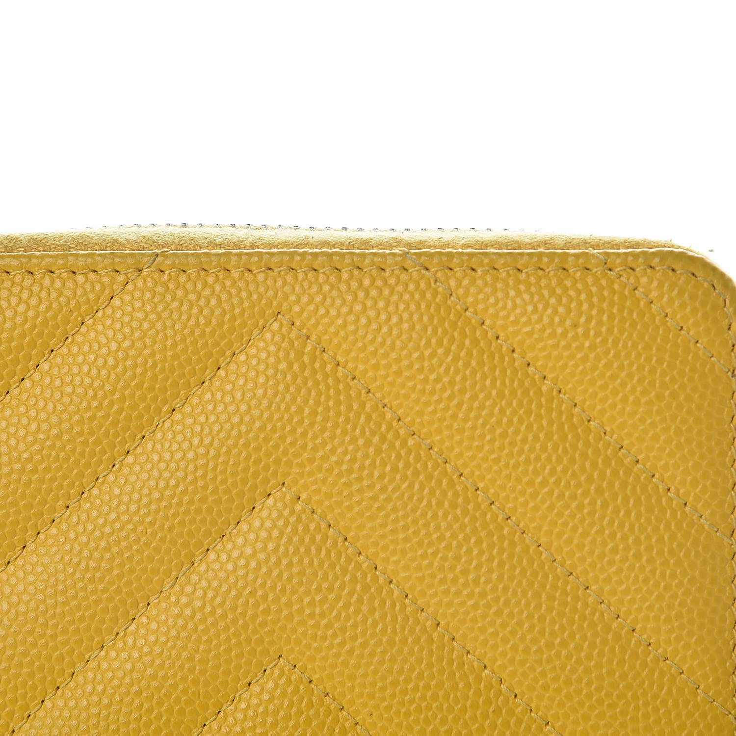 Chanel Caviar Chevron Quilted Zip Coin Purse Yellow 4 of 10