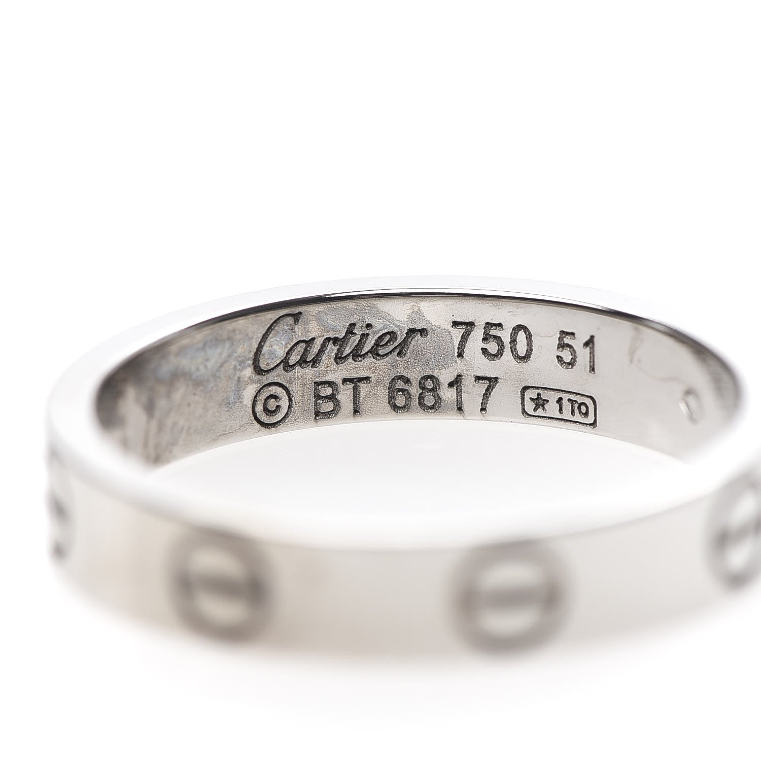 Cartier 18K White Gold 3.5mm LOVE Wedding Band Ring 51 5.75 2 of 2