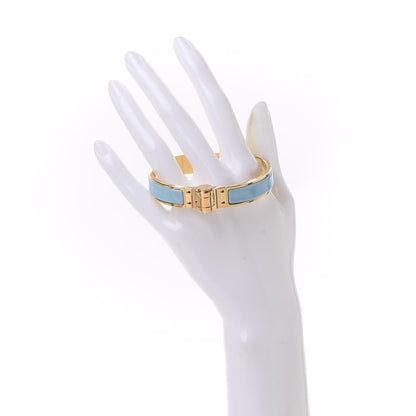 Hermes Enamel Charniere Uni Narrow Hinged Bracelet M Turquoise 2 of 6