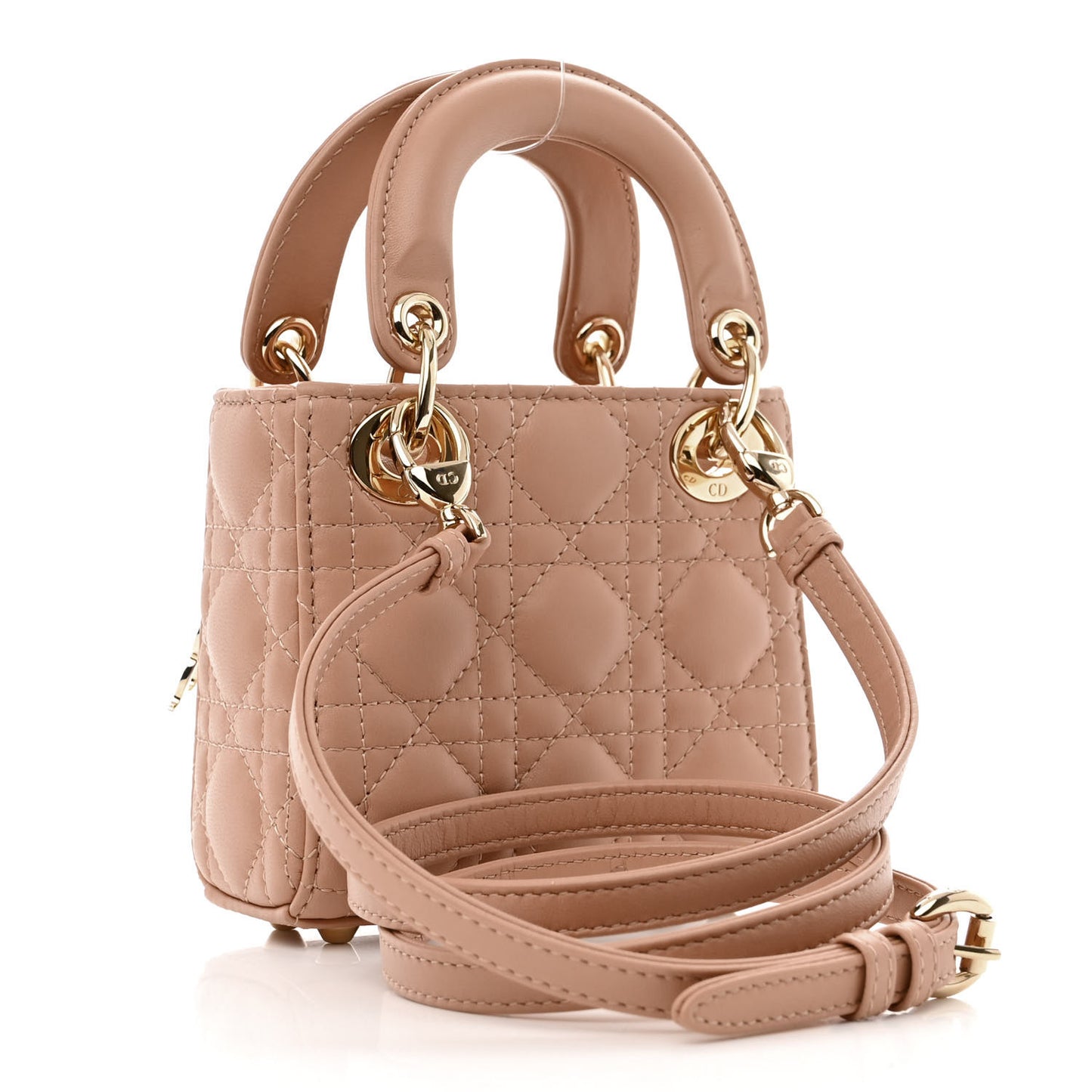 Lambskin Cannage Micro Lady Dior Rose Des Vents