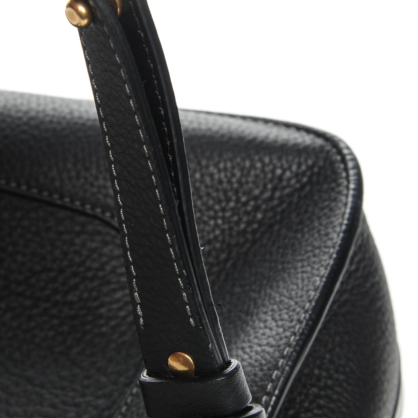 Grained Calfskin Hayley Double Carry Satchel Black