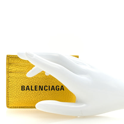 Balenciaga Metallic Goatskin Logo Everyday Multi Card Case Oro Black 2 of 6