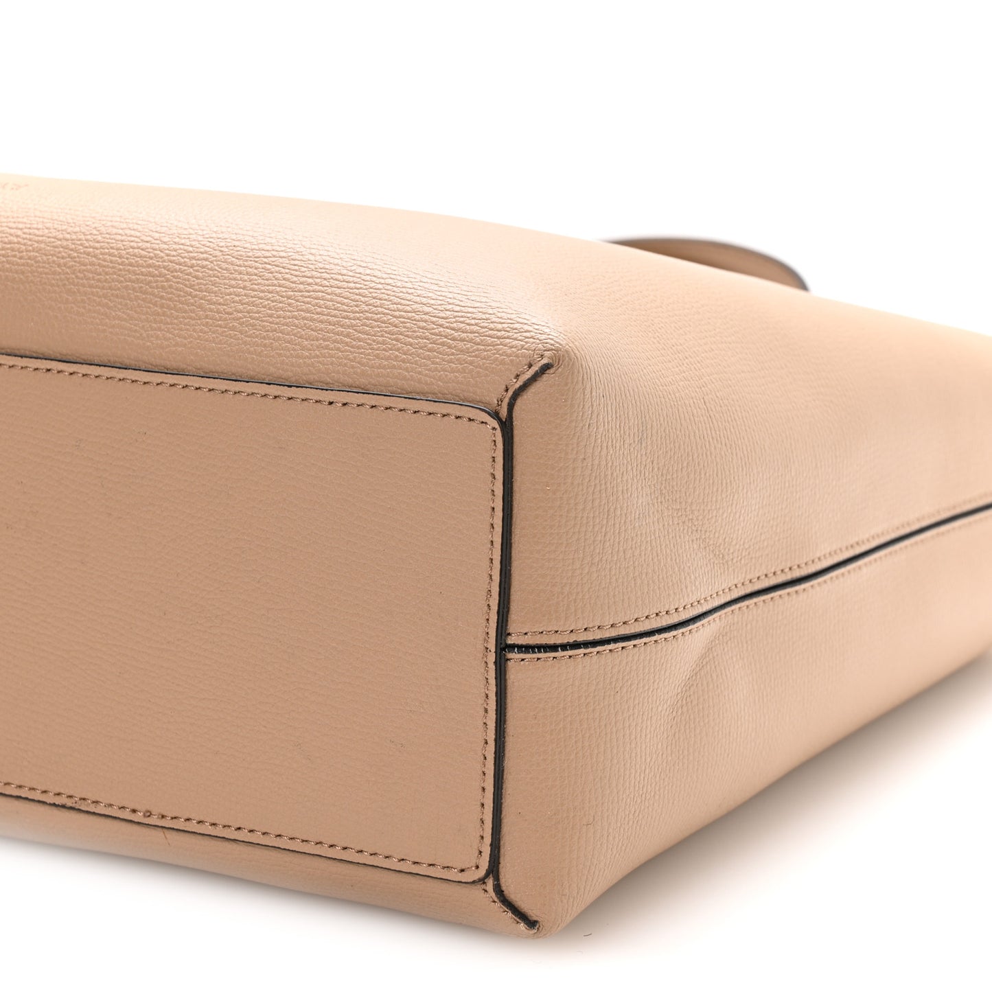 Grainy Calfskin Haymarket Check Medium Reversible Tote Camel