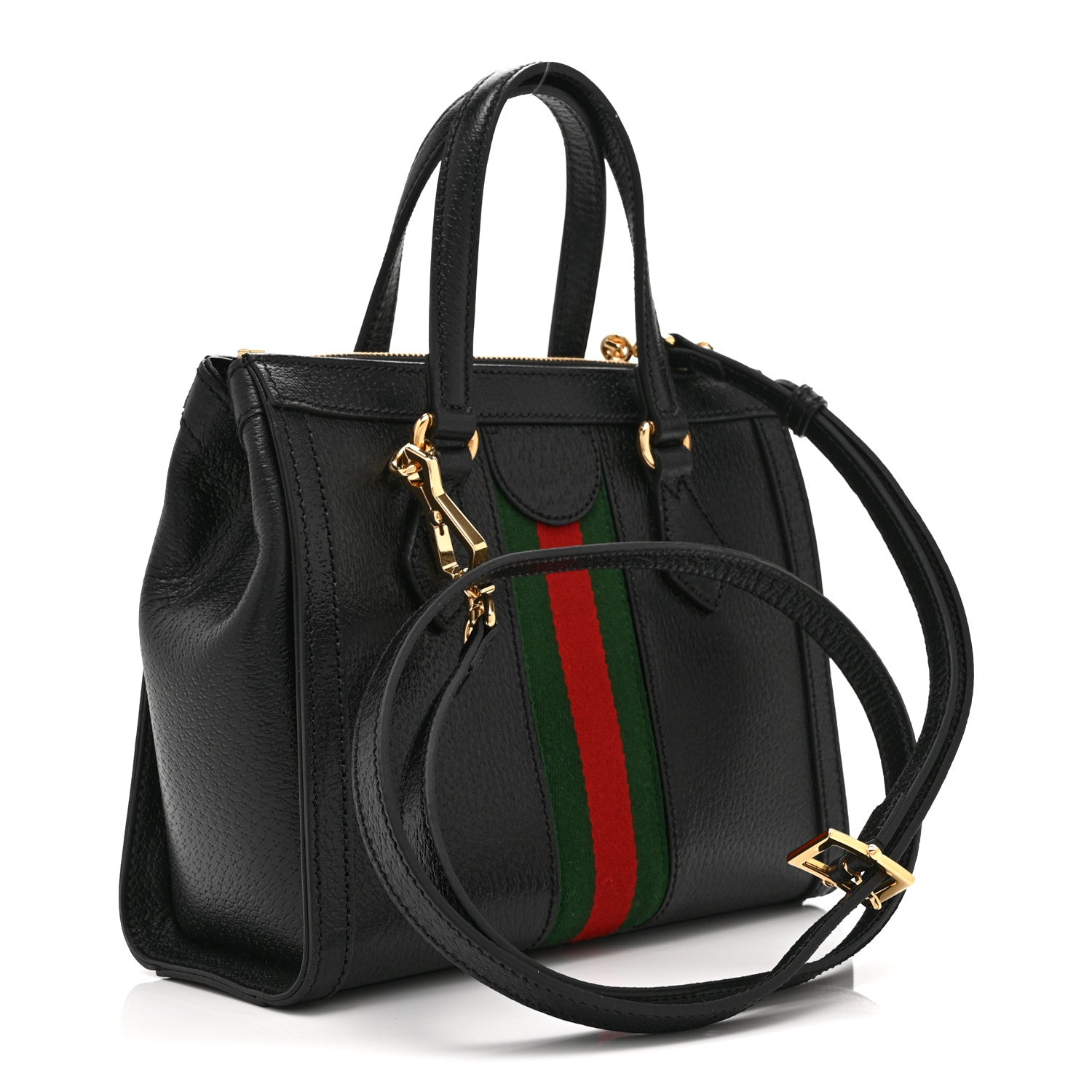 Gucci Textured Calfskin Web Small Ophidia Tote Bag Black 3 of 11