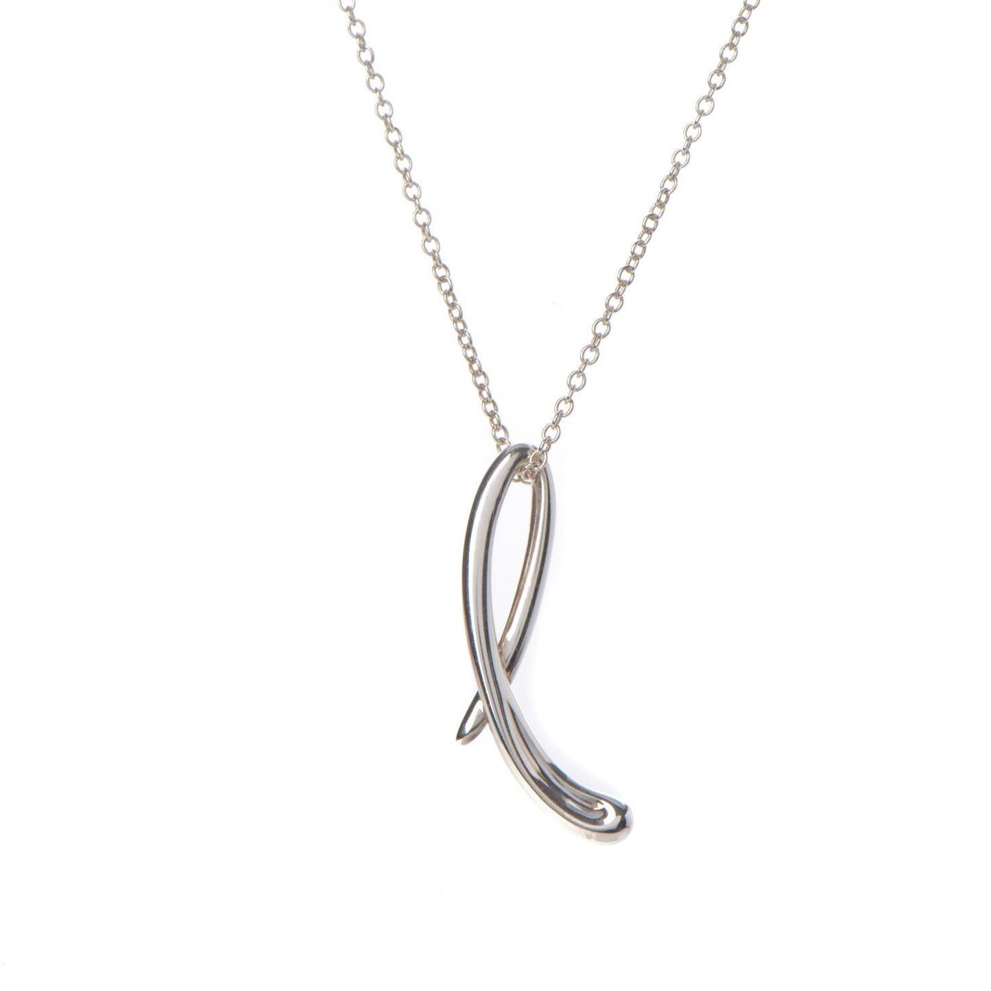 Sterling Silver Elsa Peretti Letter L Pendant Necklace