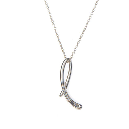 Tiffany Sterling Silver Elsa Peretti Letter L Pendant Necklace 3 of 9