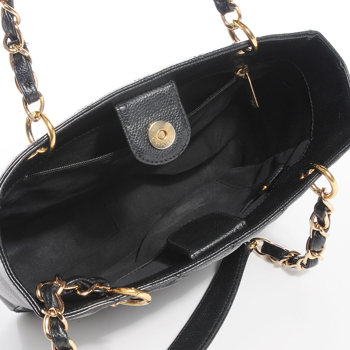 Caviar Quilted Petit Shopping Tote PST Black