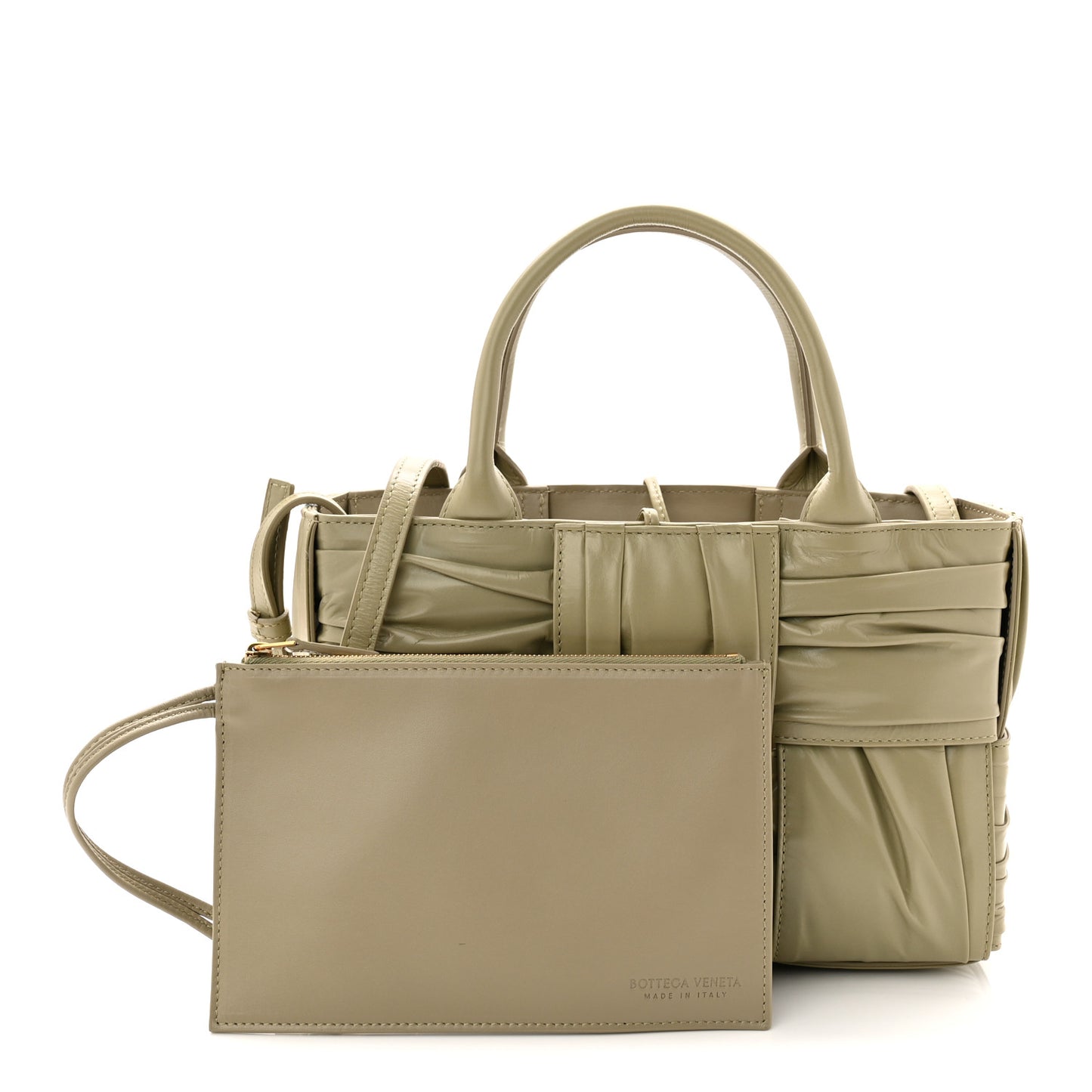 Foulard Intrecciato Pleated Arco Tote Travertine