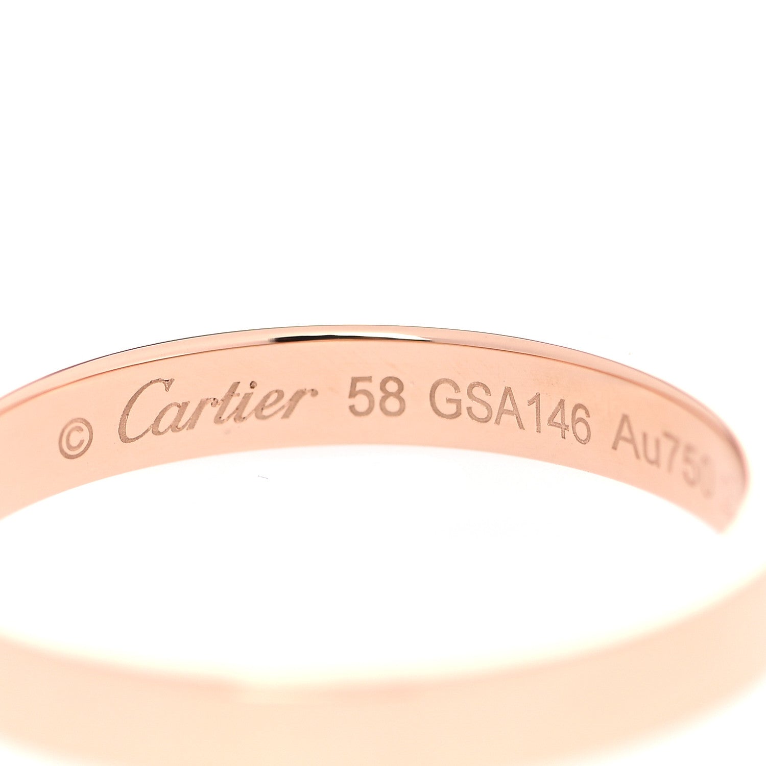 Cartier 18K Pink Gold 3mm C De Cartier Wedding Band Ring 58 8.25 4 of 5