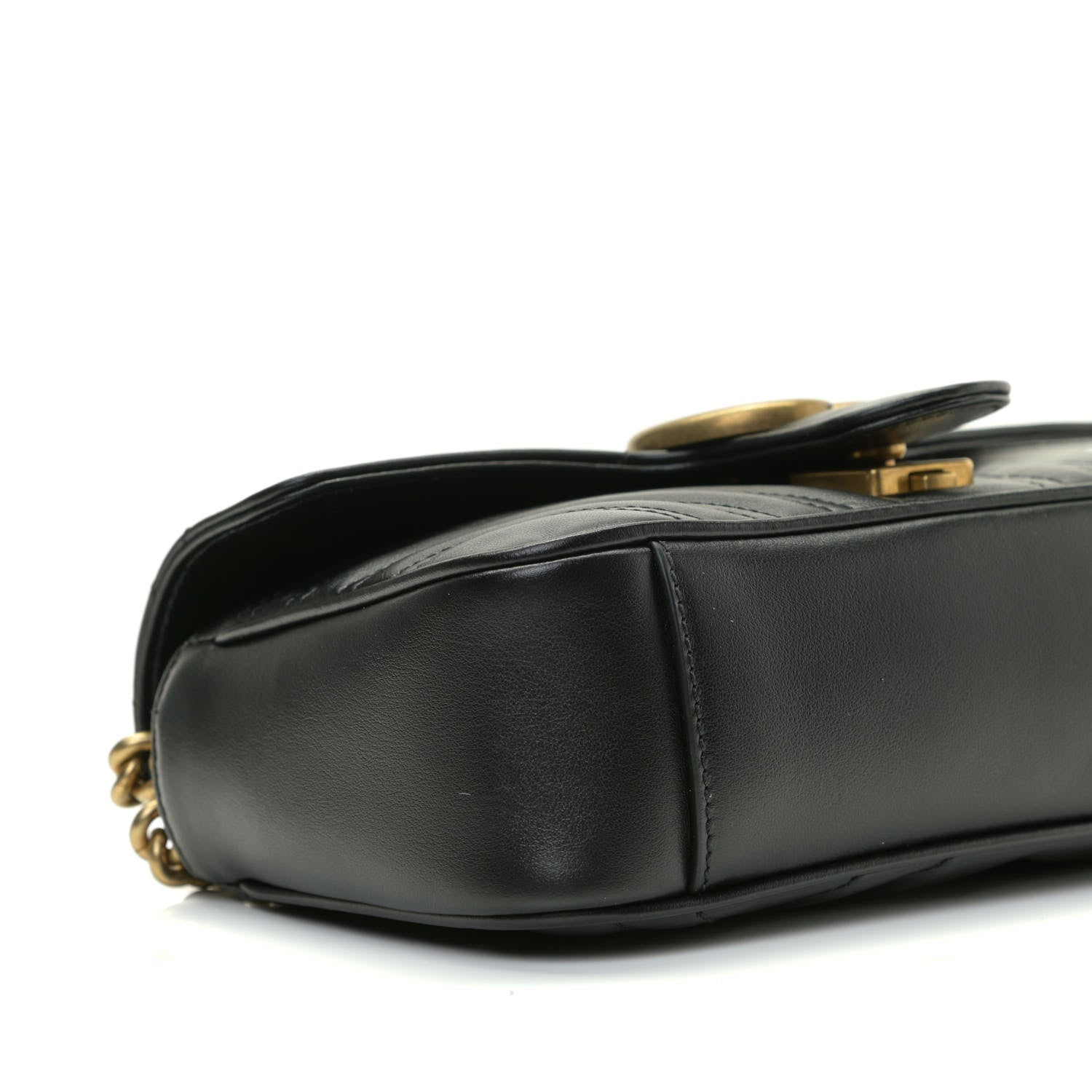 Gucci Calfskin Matelasse Mini GG Marmont Shoulder Bag Black 9 of 14