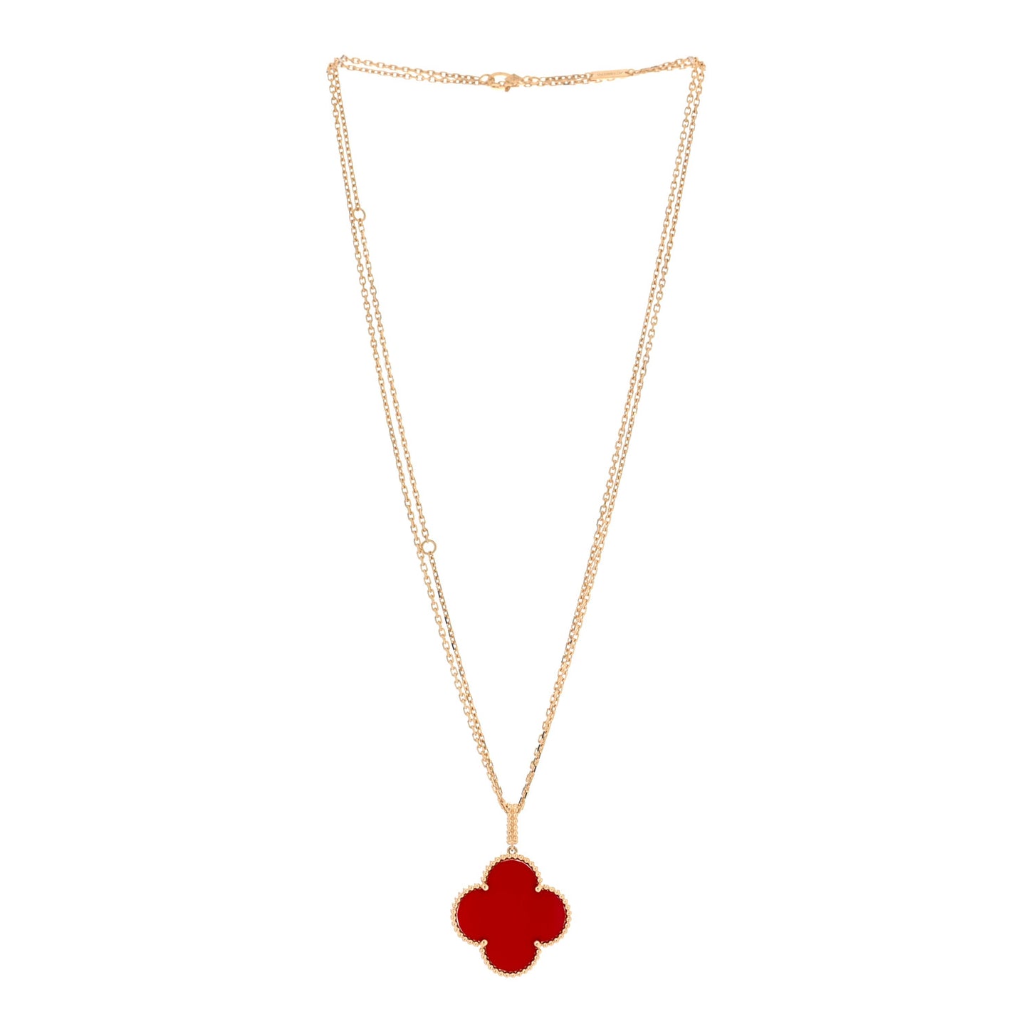 18K Yellow Gold Carnelian Magic Alhambra Long Necklace