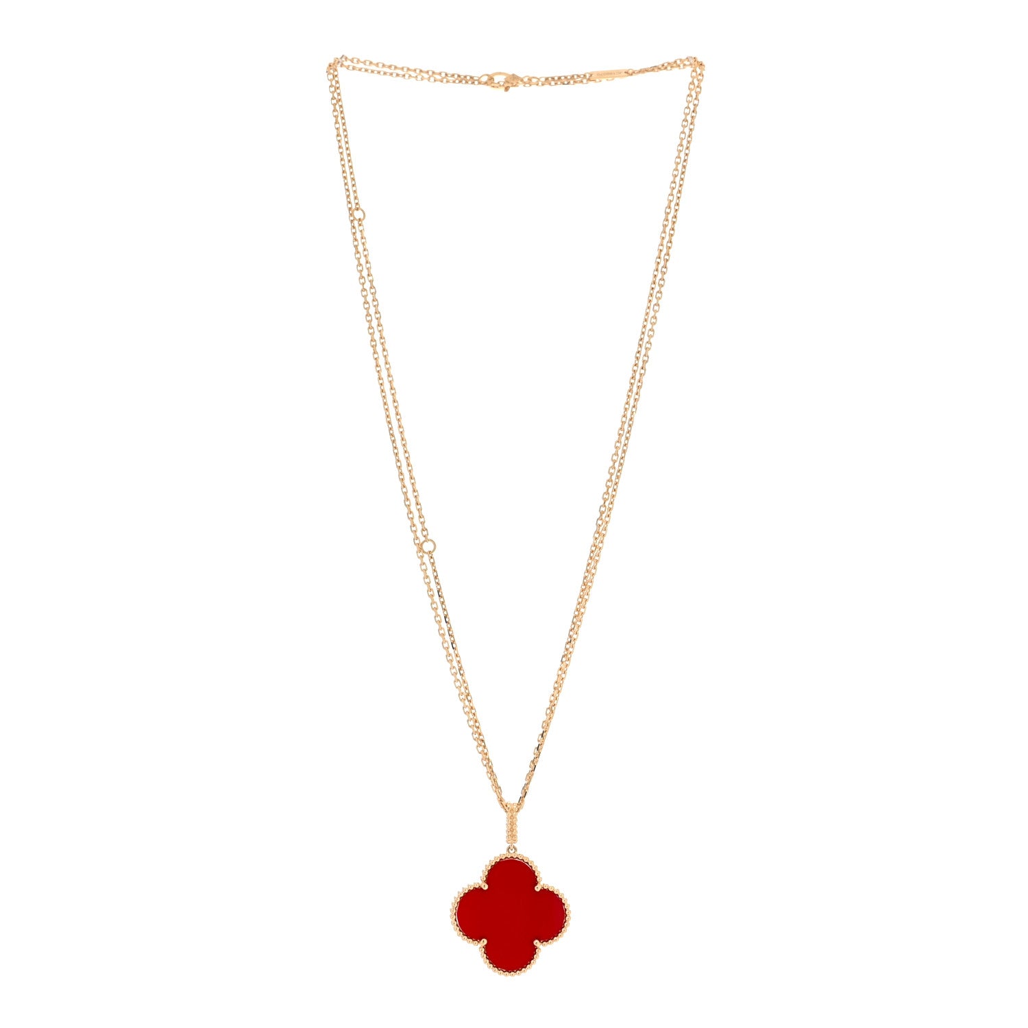 Van Cleef & Arpels 18K Yellow Gold Carnelian Magic Alhambra Long Necklace 2 of 5