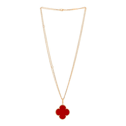 Van Cleef & Arpels 18K Yellow Gold Carnelian Magic Alhambra Long Necklace 2 of 5