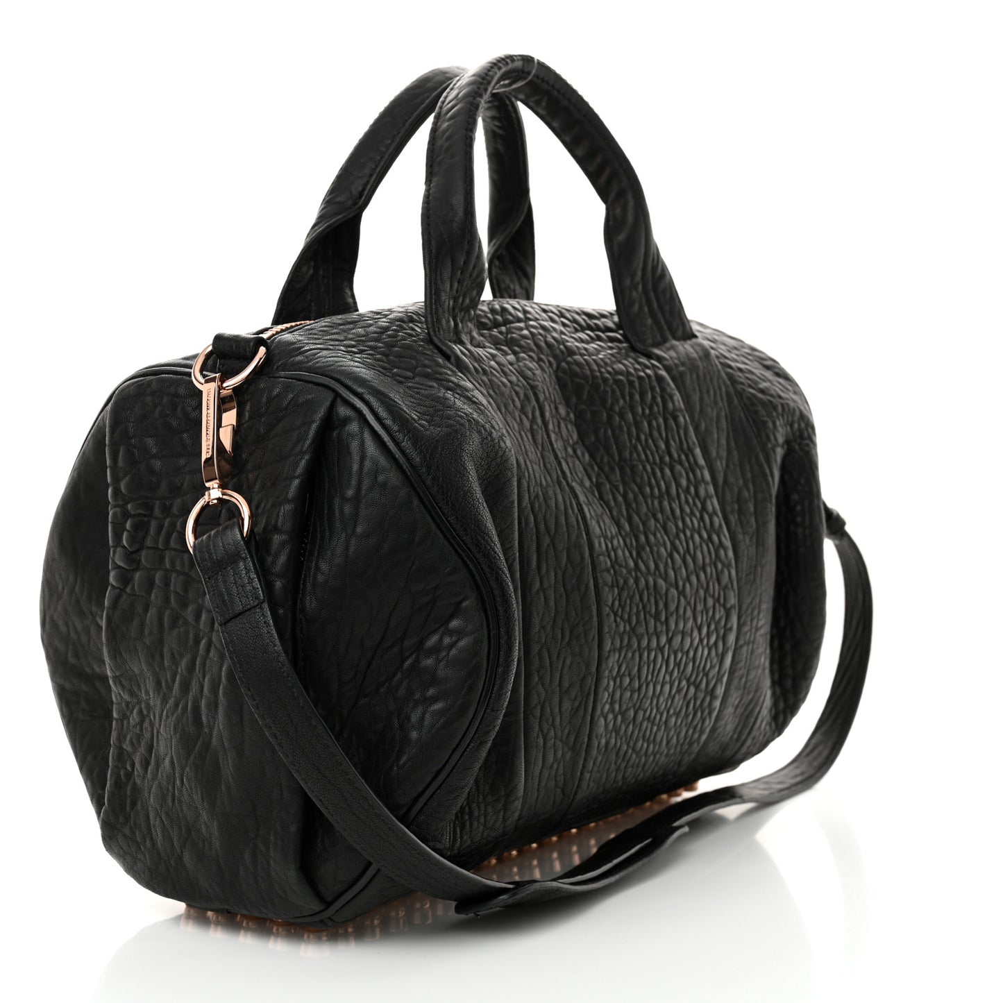 Pebbled Lambskin Rocco Black Rose Gold Hardware