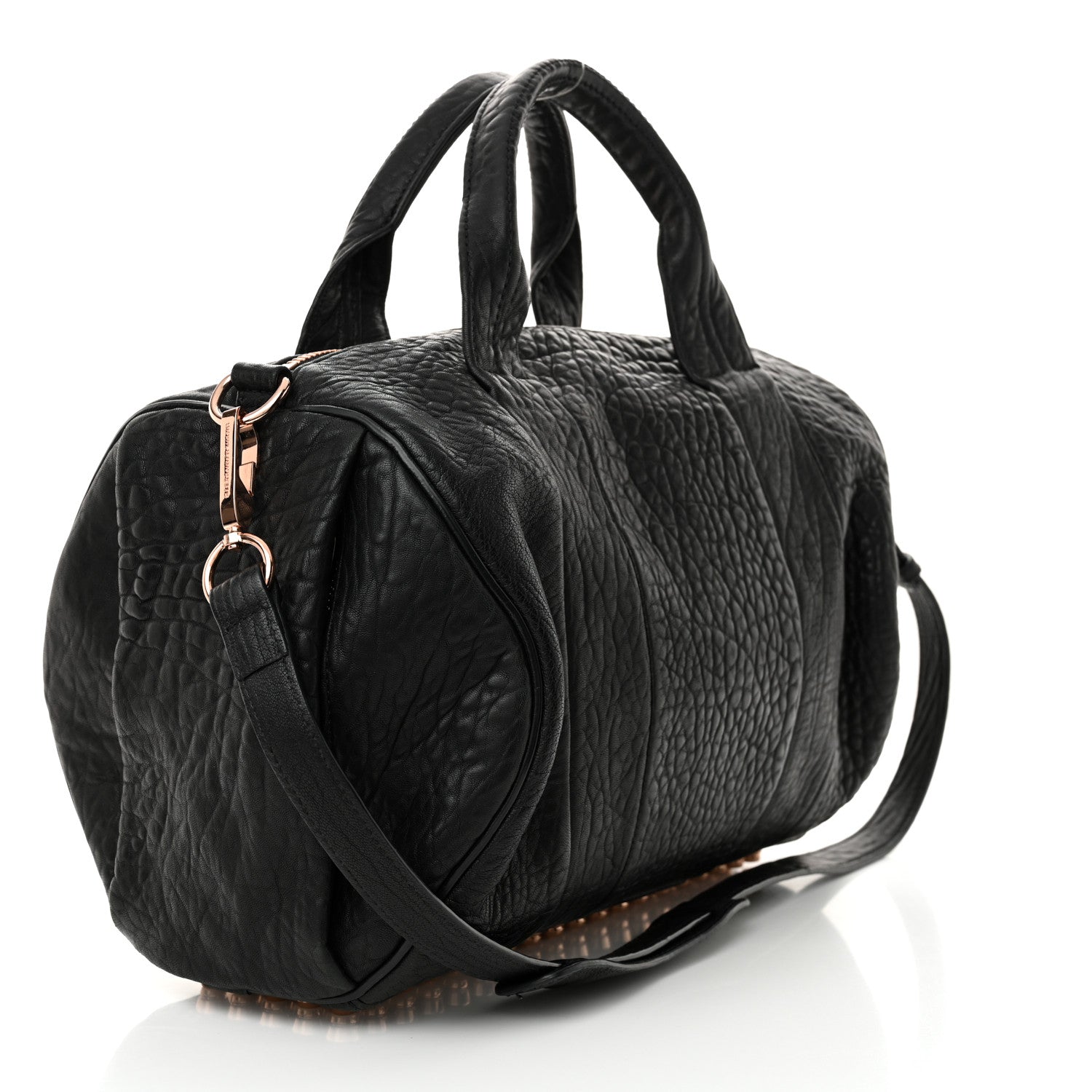Alexander Wang Pebbled Lambskin Rocco Black Rose Gold Hardware 3 of 13