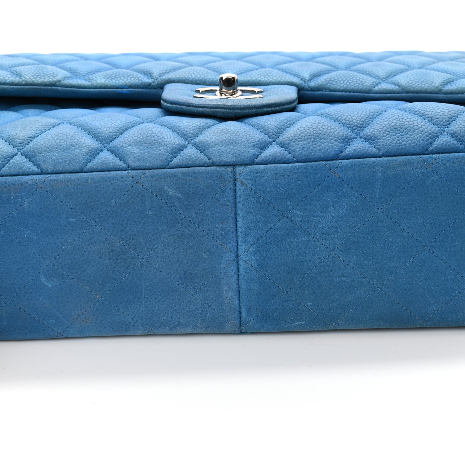 Chanel Iridescent Caviar Quilted Jumbo Double Flap Blue 16 of 21