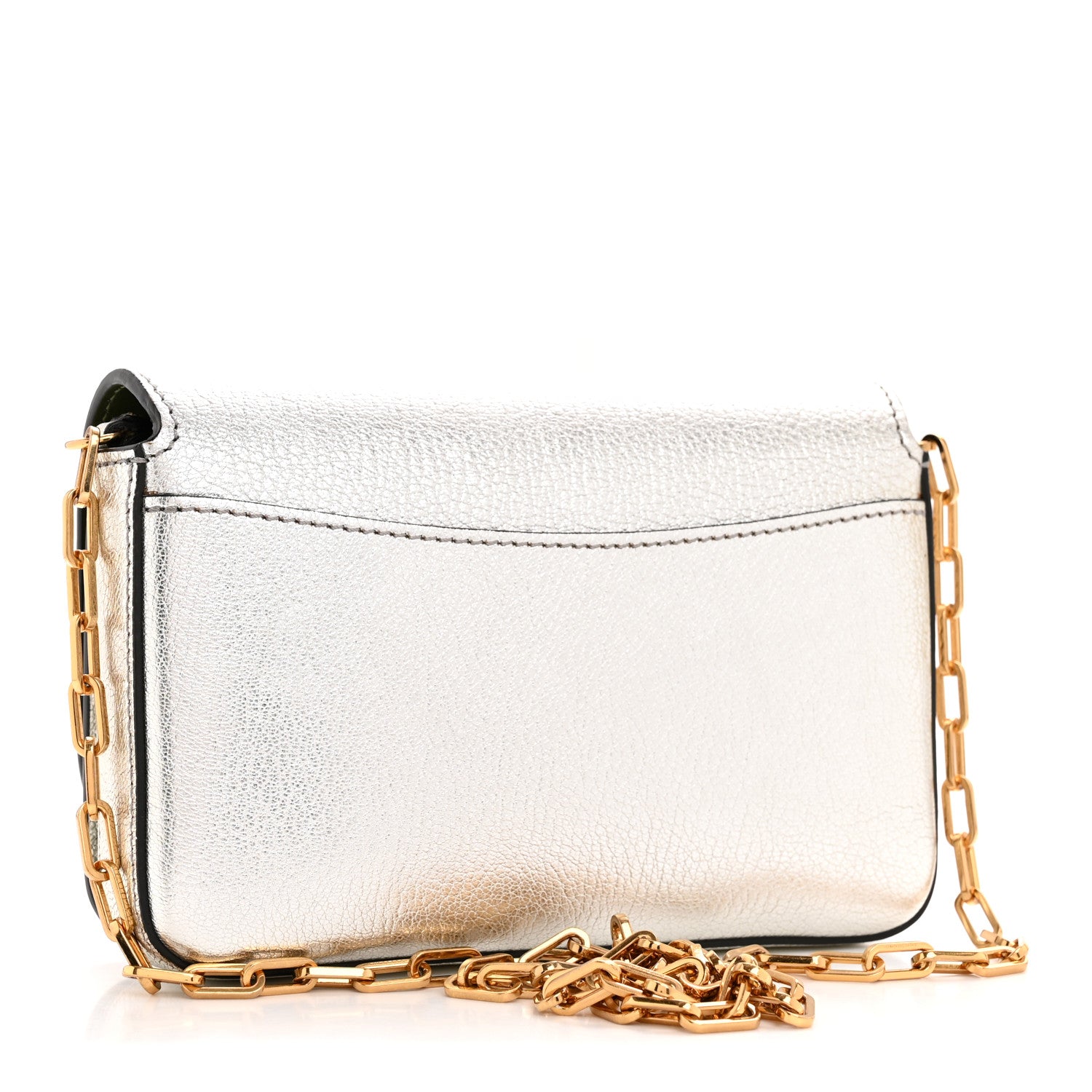 Burberry Metallic Hayes Goatskin D-Ring Mini Bag Silver 1 of 11