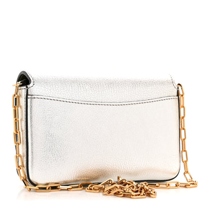 Burberry Metallic Hayes Goatskin D-Ring Mini Bag Silver 1 of 11