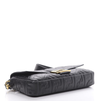 Fendi Nappa FF 1974 Embossed Large Baguette Black 4 of 10