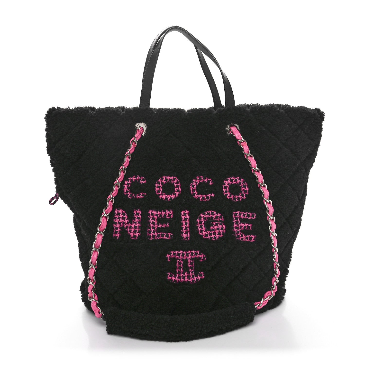 Chanel Shearling Sheepskin Large Coco Neige Tote Black 1 of 10