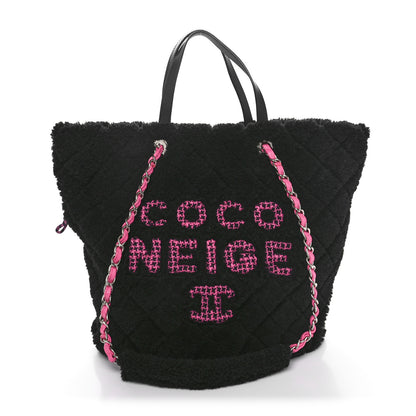 Chanel Shearling Sheepskin Large Coco Neige Tote Black 1 of 10