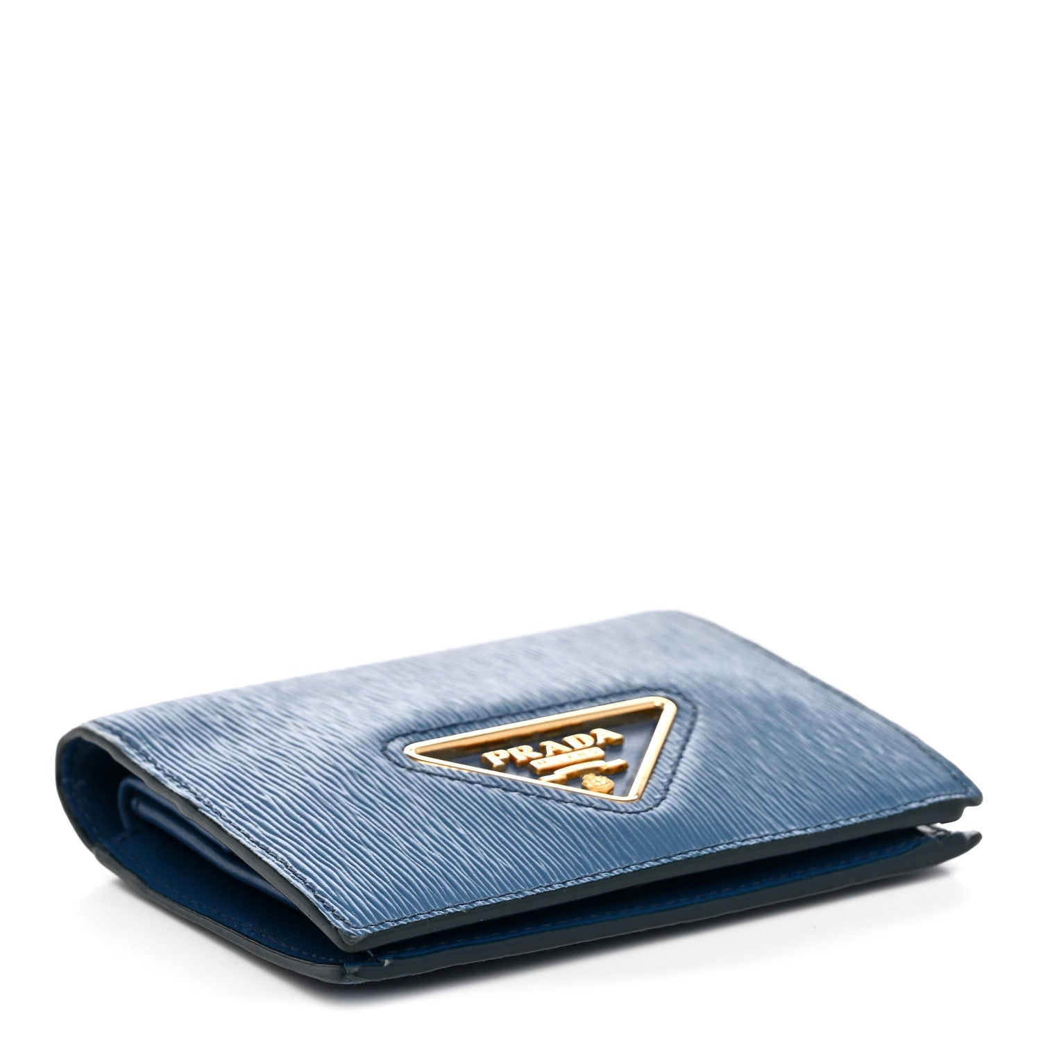 Prada Vitello Move Triangle Bi-Fold Wallet Cobalto 4 of 9