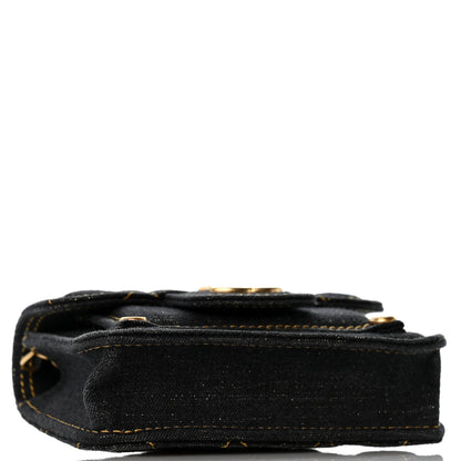 Chanel Denim Quilted Double You Mini Flap Black Golden 4 of 11