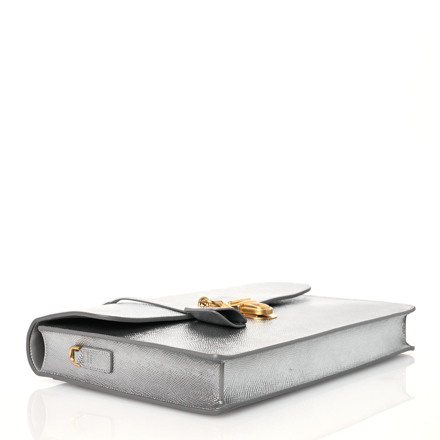 Grained Calfskin Cartable Medium Briefcase Silver