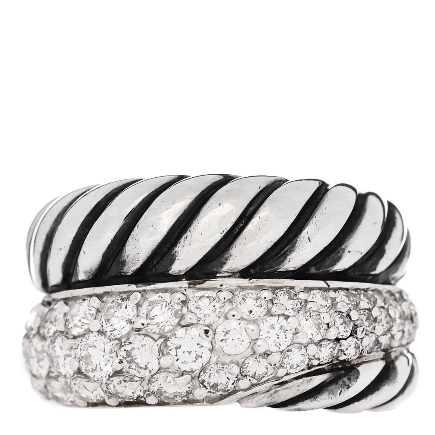Sterling Silver Diamond Thoroughbred Cable Wrap Ring 50 5.25