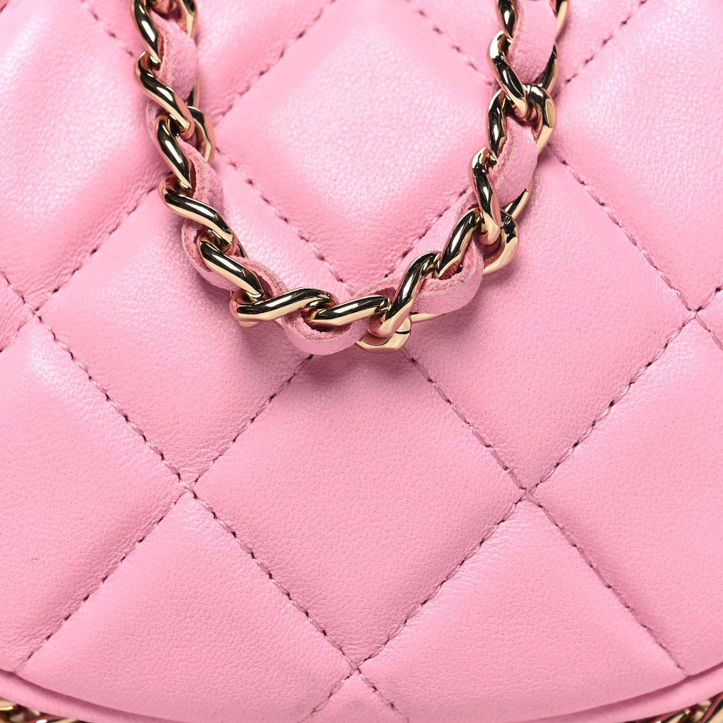 Lambskin Quilted Mini Chain Around Hobo Pink