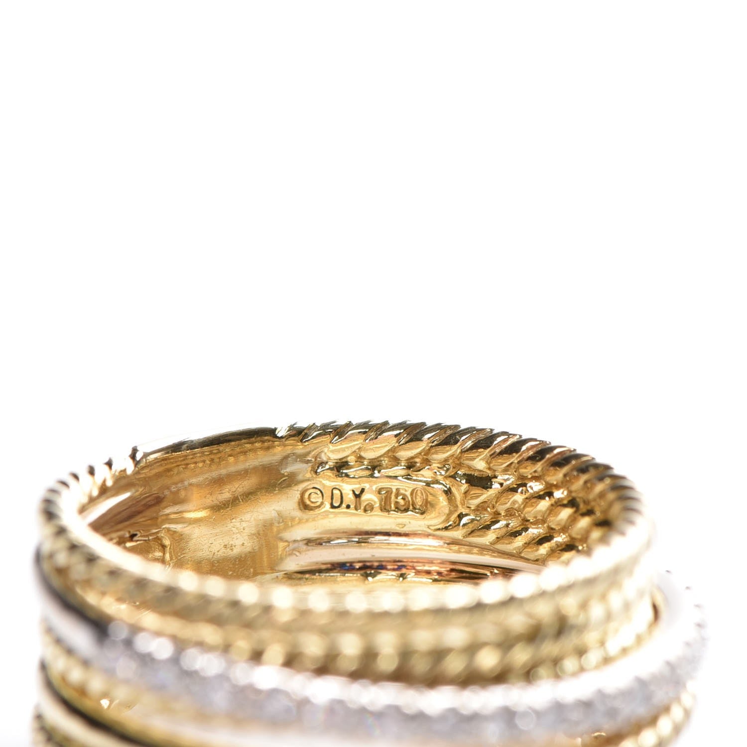 David Yurman 18K Yellow Gold Diamond 11mm Wide Crossover Ring 57 8 5 of 5