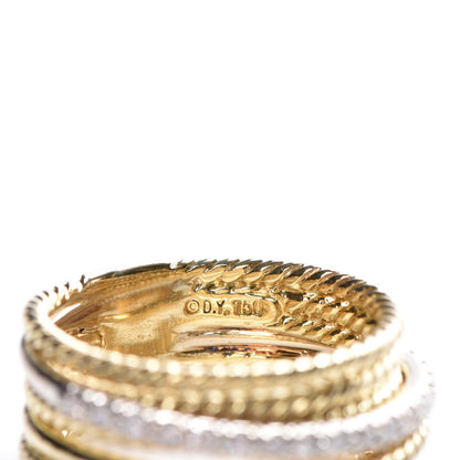 David Yurman 18K Yellow Gold Diamond 11mm Wide Crossover Ring 57 8 5 of 5