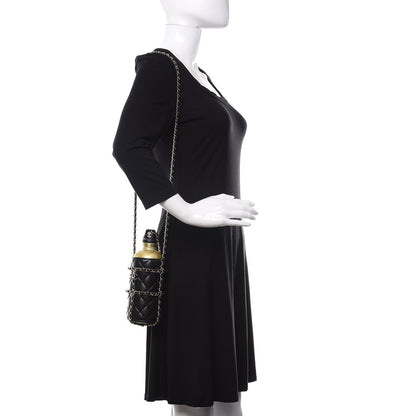 Chanel Lambskin Quilted CC To Drink Water Bottle Black Gold 2 of 8