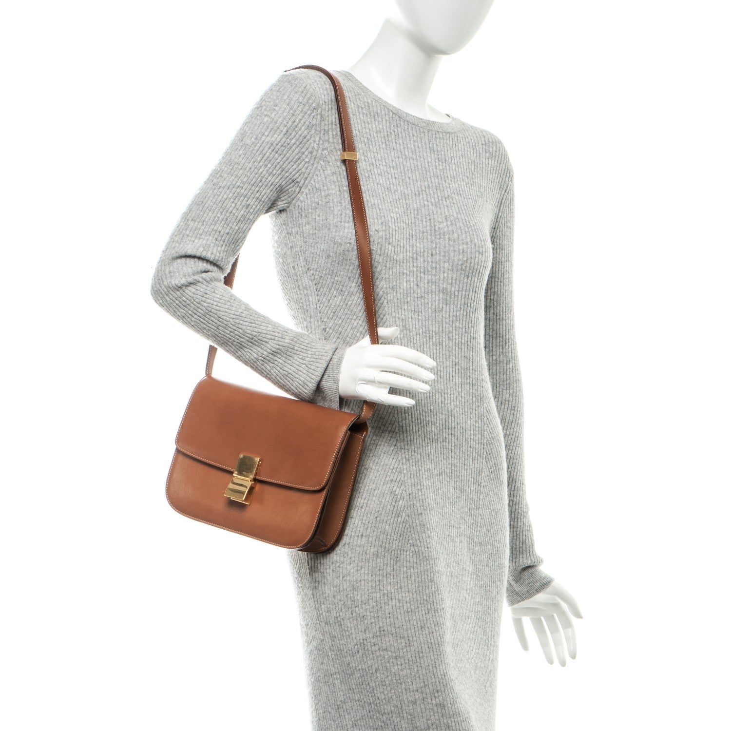 Celine Smooth Calfskin Medium Classic Box Flap Bag Camel 2 of 7