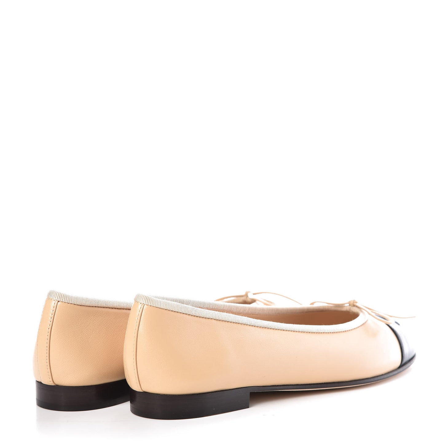 Lambskin Cap Toe CC Ballerina Flats 36.5 Beige Black