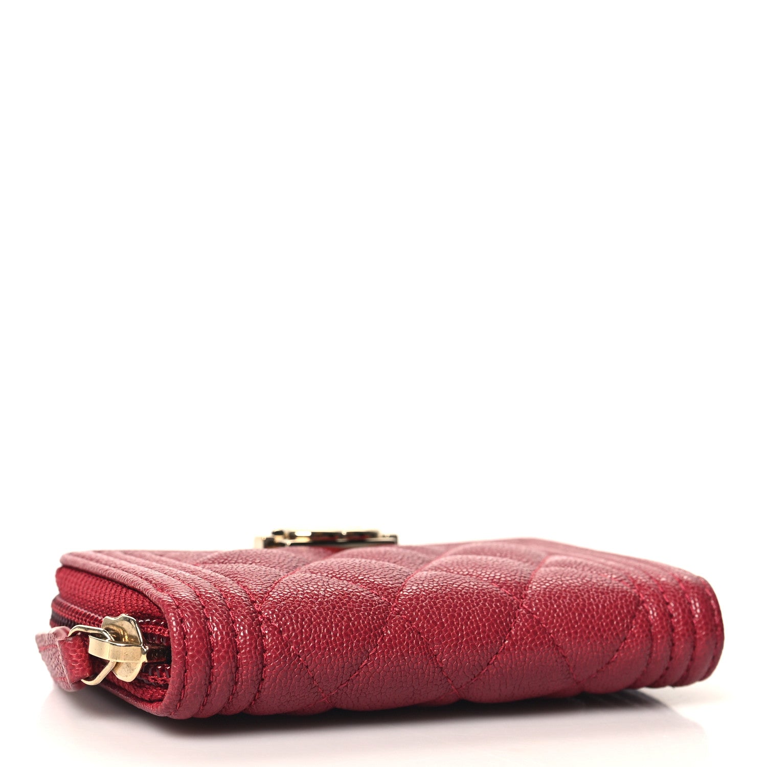 Chanel Caviar Quilted Boy Zip Around Coin Purse Wallet Burgundy 4 of 7