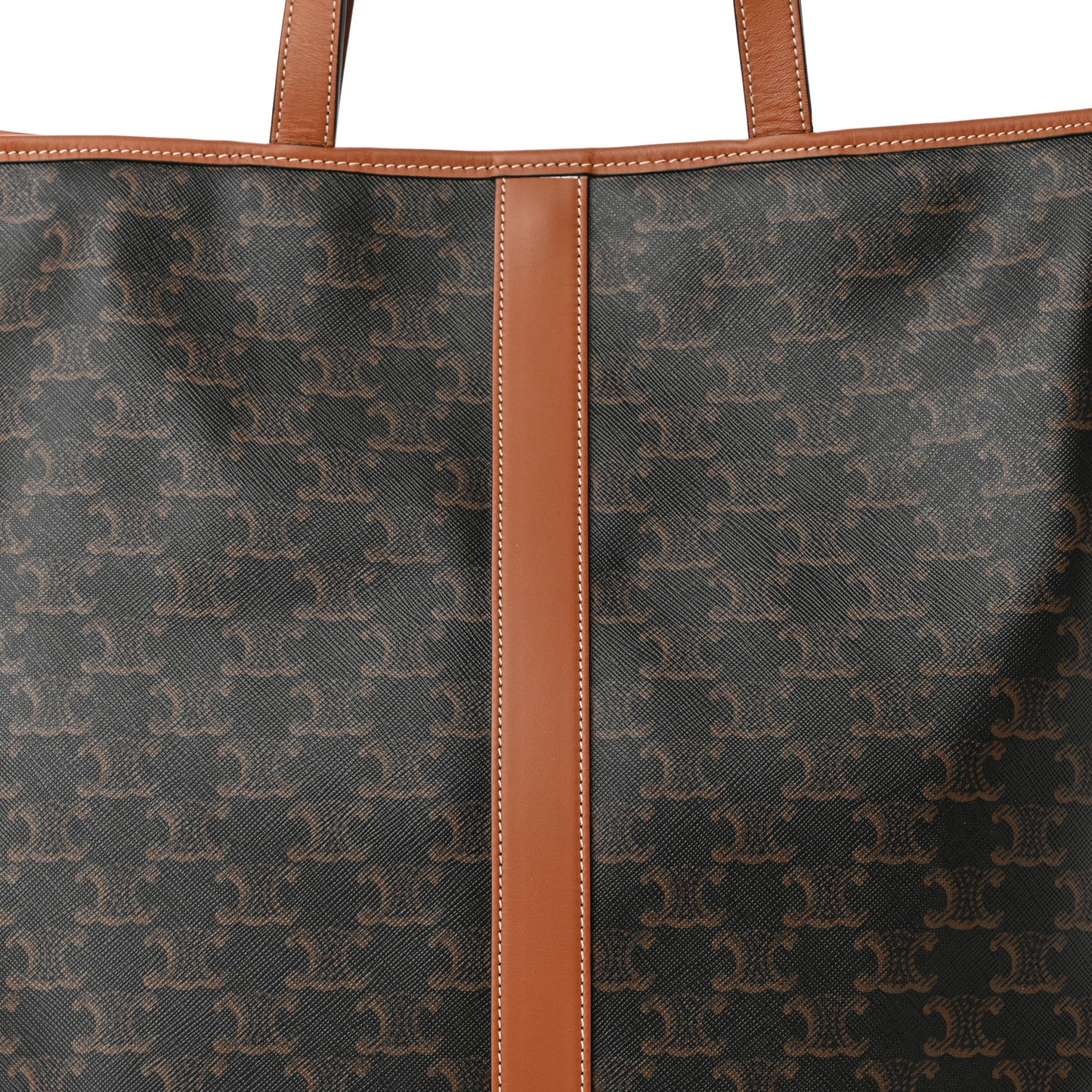 Triomphe Canvas Calfskin Medium Cabas Bag Tan