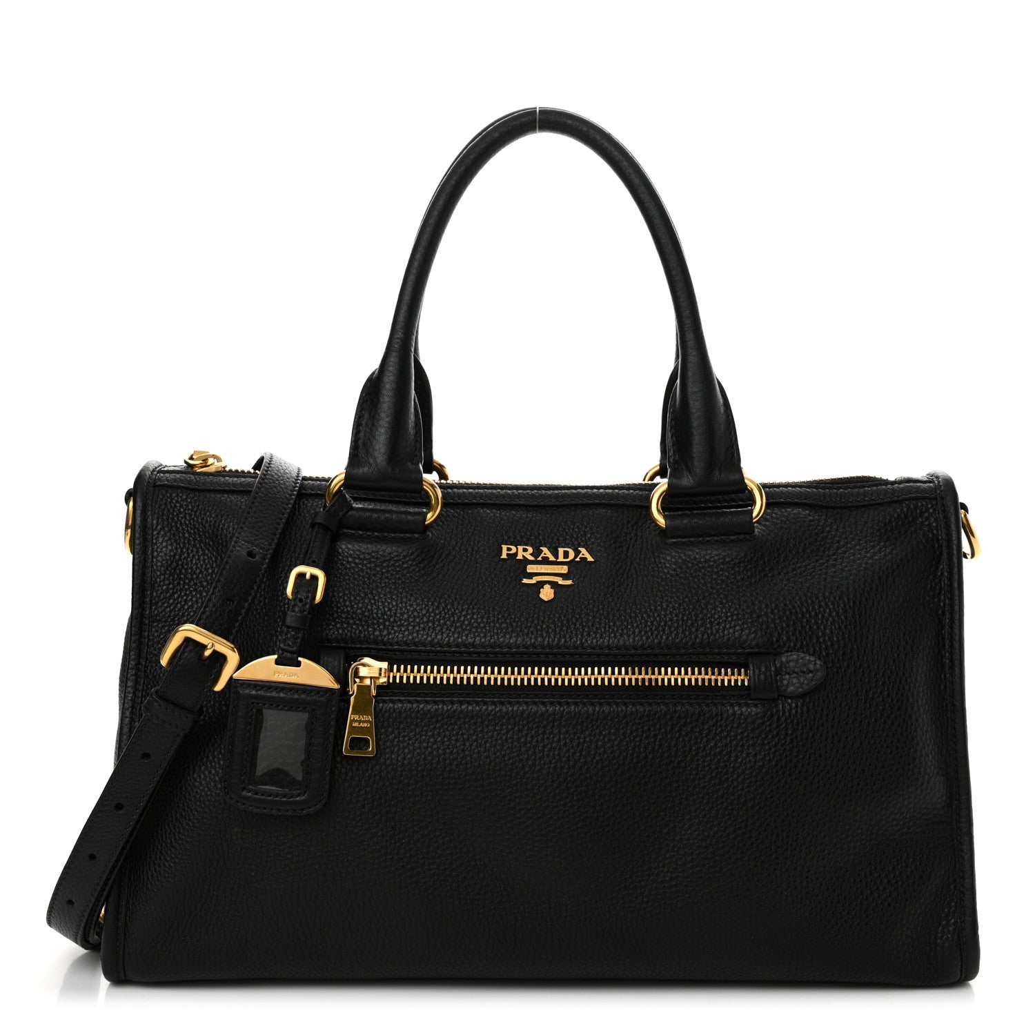 Prada Vitello Daino Shopping Satchel Black 1 of 11