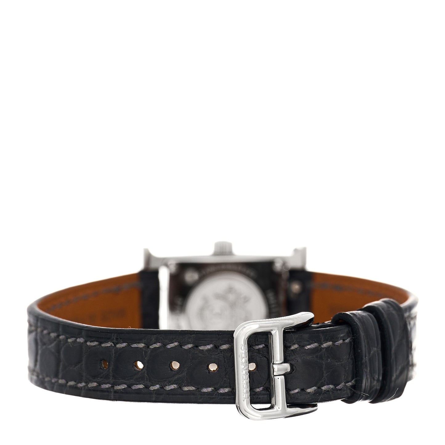 Stainless Steel Alligator Diamond Bezel Black Mother of Pearl 17.2mm Heure H Hour Quartz Watch Graphite