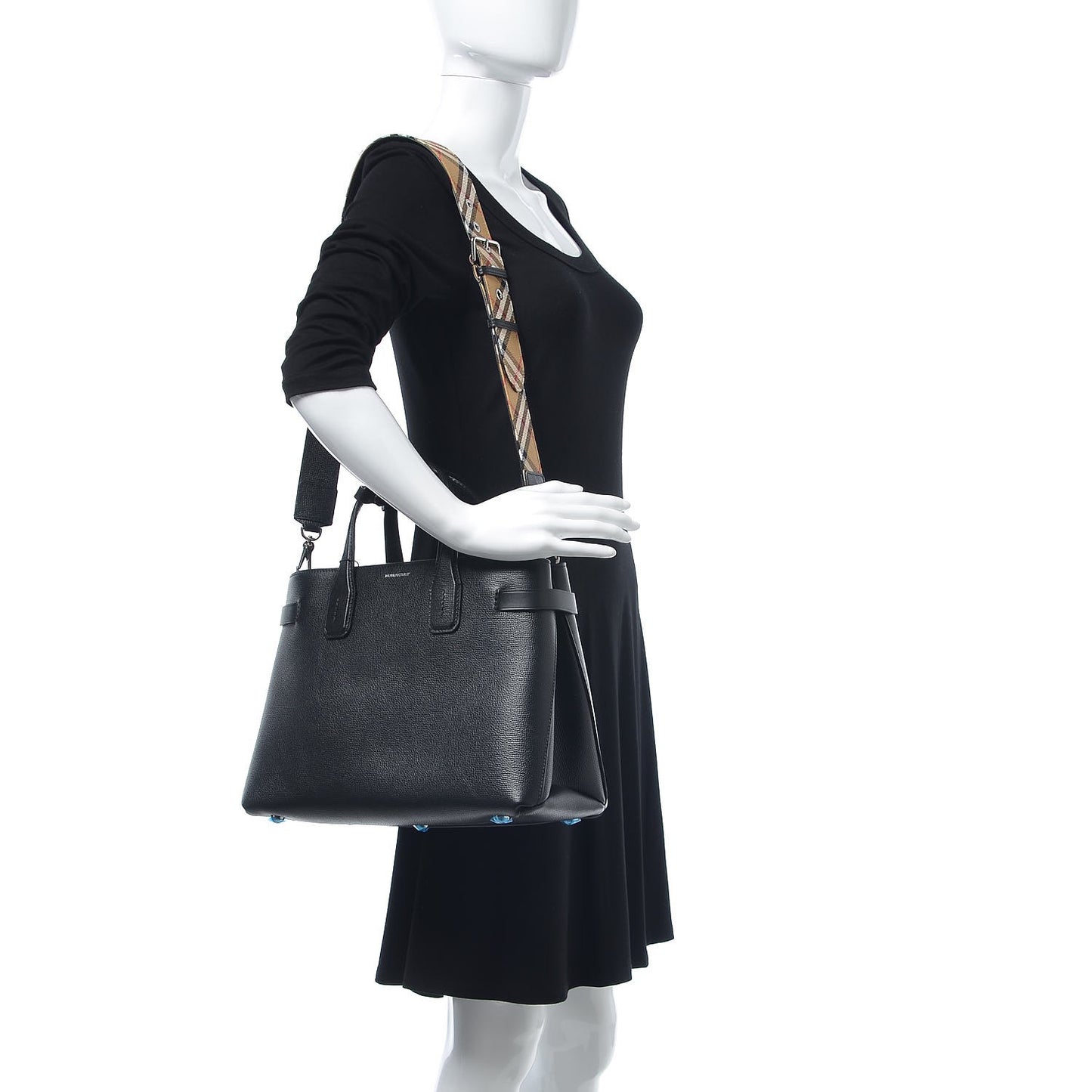 Derby Calfskin Medium Banner Tote Black